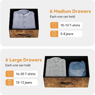 12 Drawer Fabric Dresser with Side Pockets Steel Frame Space Saving Vertical Storage Organizer