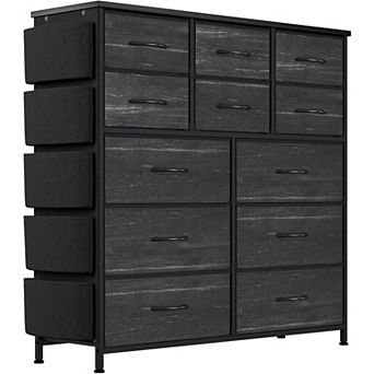 12 Drawer Fabric Dresser with Side Pockets Steel Frame Space Saving Vertical Storage Organizer