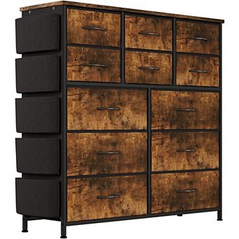 12 Drawer Fabric Dresser with Side Pockets Steel Frame Space Saving Vertical Storage Organizer