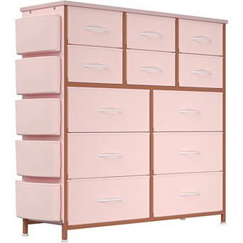 12 Drawer Fabric Dresser with Side Pockets Steel Frame Space Saving Vertical Storage Organizer