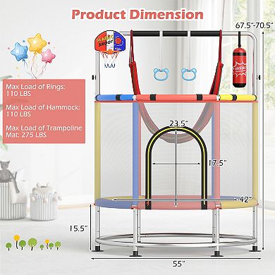 Gymax 6-in-1 Kids Trampoline Combo Toddler Play Activity Center w/ Hammock