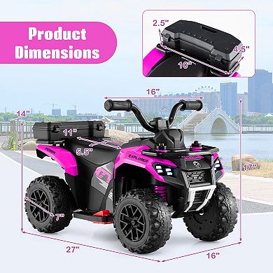 Gymax 6V Kids Ride On ATV w/ Music & Spray Function USB Port Storage Box Toy Car