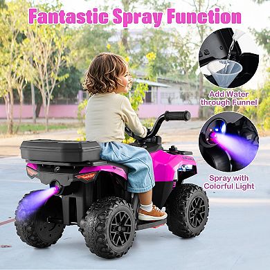 Gymax 6V Kids Ride On ATV w/ Music & Spray Function USB Port Storage Box Toy Car