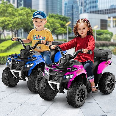Gymax 6V Kids Ride On ATV w/ Music & Spray Function USB Port Storage Box Toy Car