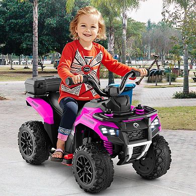 Gymax 6V Kids Ride On ATV w/ Music & Spray Function USB Port Storage Box Toy Car