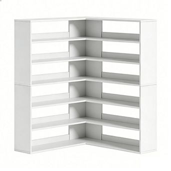 71-Inch L-Shaped Corner Bookcase - 6 tier Tall Display Shelf