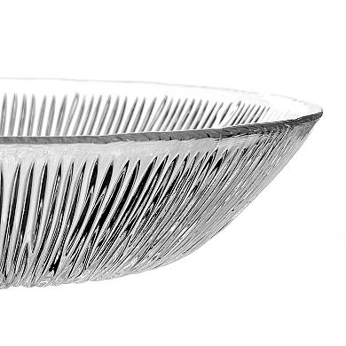 Crystalline Glass Soup Bowl 8-Inch Linear and Starburst Design - Set of 4