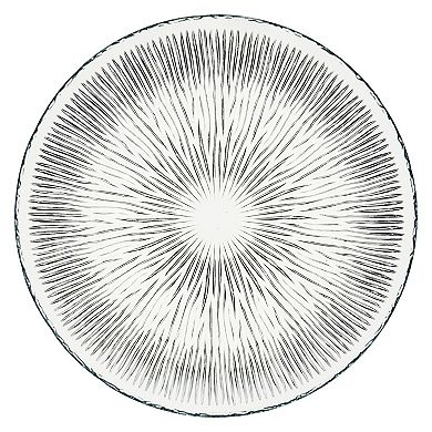 Crystalline Glass Soup Bowl 8-Inch Linear and Starburst Design - Set of 4