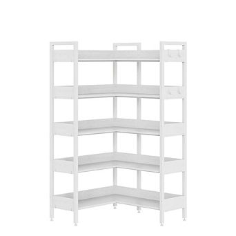 Corner Bookshelf - 5 tier Industrial Convertible Bookcase