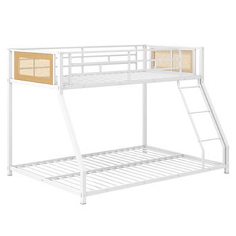 Gymax Metal Bunk Bed Low Profile Bunkbeds w/ Full Length Safety Guardrail​
