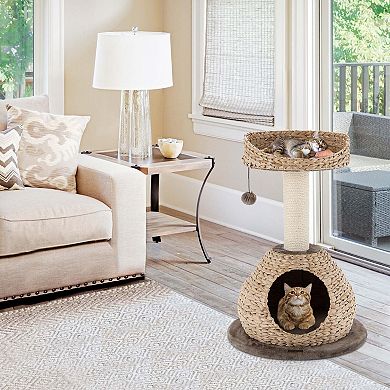 Gymax Hand-Made Cat Tree Tower Bowl Shaped w/Perch