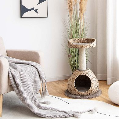 Gymax Hand-Made Cat Tree Tower Bowl Shaped w/Perch