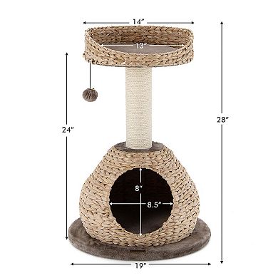 Gymax Hand-Made Cat Tree Tower Bowl Shaped w/Perch
