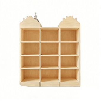 Wooden Kids Bookcase - Toy Storage Organizer & Playhouse Cubby