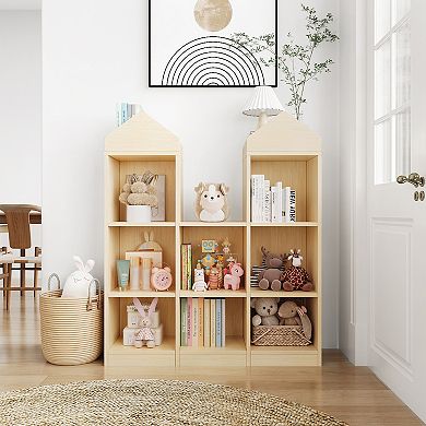 Wooden Kids Bookcase - Toy Storage Organizer & Playhouse Cubby