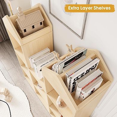 Wooden Kids Bookcase - Toy Storage Organizer & Playhouse Cubby