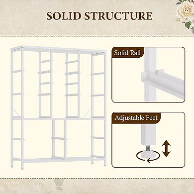 15 Drawer Fabric Dresser with Wood Tabletop Metal Frame Multi Size Storage Bins Rustic Organizer