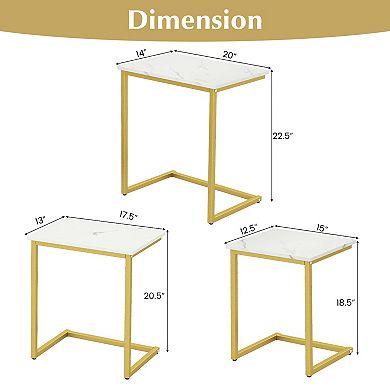 Gymax Nesting Coffee End Table Set Stacking Side Nightstand Living Room