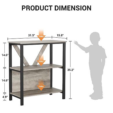 3-Tier LED Bookshelf - Wood & Metal Bookcase for Multiple Rooms