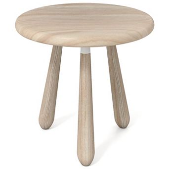 Gymax Round End Table Outdoor Mahogany Wood Side Table w/ Thickened Board