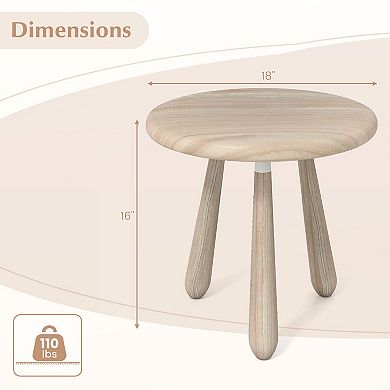 Gymax Round End Table Outdoor Mahogany Wood Side Table w/ Thickened Board