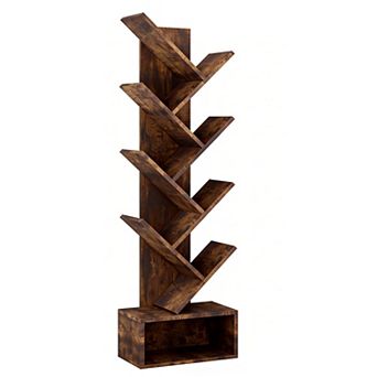 Tree-Shaped Bookshelf - Wooden Floor Standing Shelf for Living Room