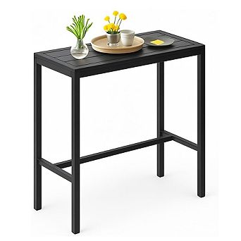 39" Rectangle Outdoor Bar Height Table with Waterproof Top for Balcony and Poolside