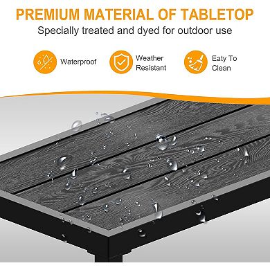39" Rectangle Outdoor Bar Height Table with Waterproof Top for Balcony and Poolside