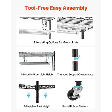 Indoor Plant Rack with Adjustable Layout and Full-Spectrum Light Bars