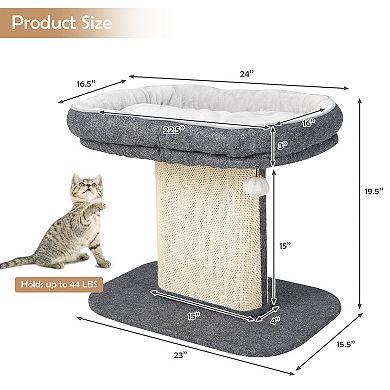 Gymax Modern Cat Tree Tower Cat Activity Tower w/ Large Plush Perch