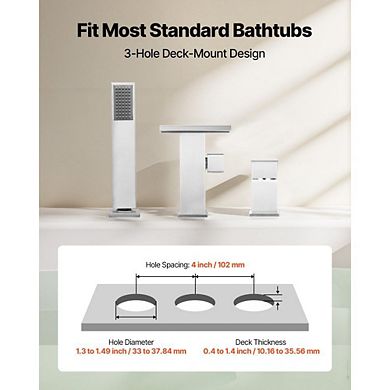 Deck-Mount Roman Tub Faucet with Drip-Free Valve and Precise Temperature Control