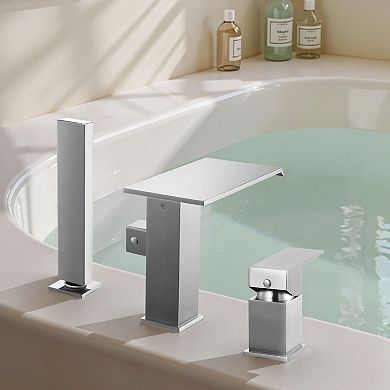 Deck-Mount Roman Tub Faucet with Drip-Free Valve and Precise Temperature Control
