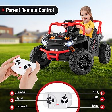 Gymax 12V Kids Ride on Truck w/Parental Remote 3 Speeds & Reverse Forward Function