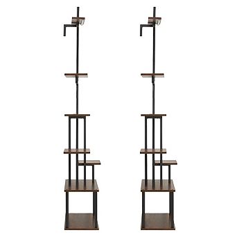 Plant Display Stand with Grow Lights, Hanging Hooks, and Water-Resistant Shelves