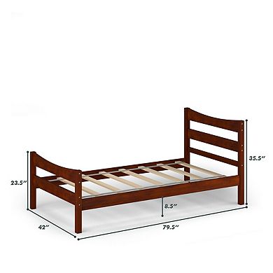 Gymax Platform Bed Frame Foundation w/Headboard &Wood Slat Support​