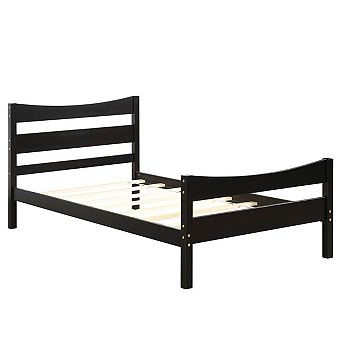 Gymax Platform Bed Frame Foundation w/Headboard &Wood Slat Support​