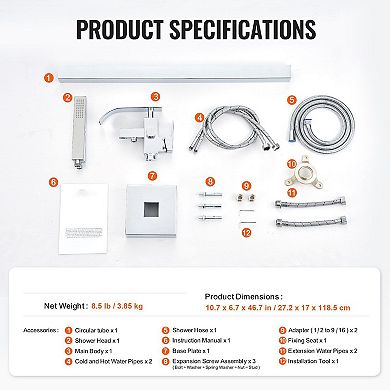 Modern Freestanding Bathtub Faucet with Handheld Shower and Ceramic Valve