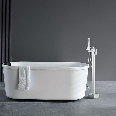 Modern Freestanding Bathtub Faucet with Handheld Shower and Ceramic Valve