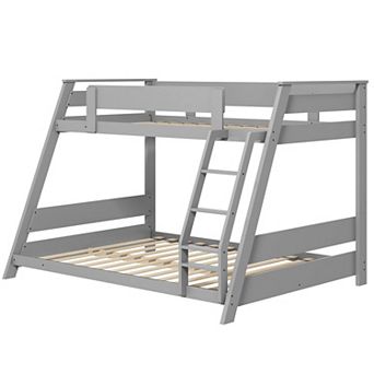 Gymax Low Bunk Bed Solid Wooden Floor Bunk Bed w/ Reversible Ladder​