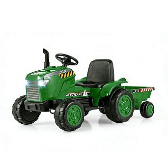 Gymax 2-in-1 Electric Toy Car 12V Kids Ride On Tractor w/ Trailer Remote Control Lights