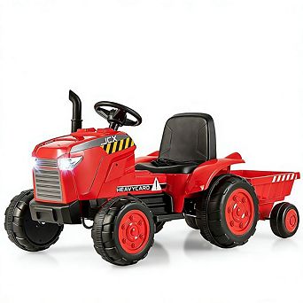 Gymax 2-in-1 Electric Toy Car 12V Kids Ride On Tractor w/ Trailer Remote Control Lights
