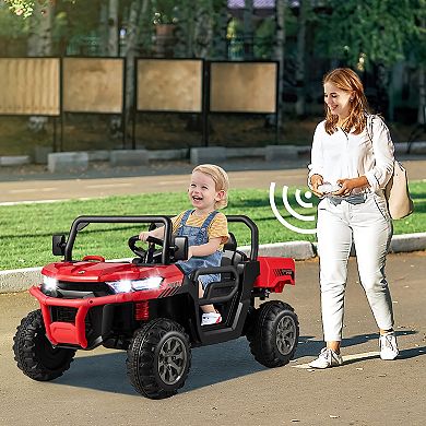Gymax 24V Kids Ride On Dump Truck 2-Seater Electric Truck w/ Remote Control