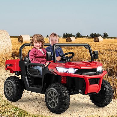 Gymax 24V Kids Ride On Dump Truck 2-Seater Electric Truck w/ Remote Control