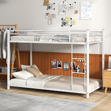 Gymax Bunk Bed Frame Platform W/Guard Rails & Side Ladder​