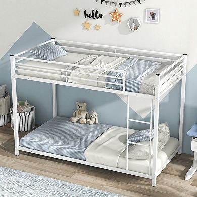 Gymax Bunk Bed Frame Platform W/Guard Rails & Side Ladder​