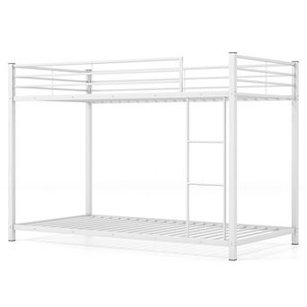 Gymax Bunk Bed Frame Platform W/ Guard Rails & Side Ladder​