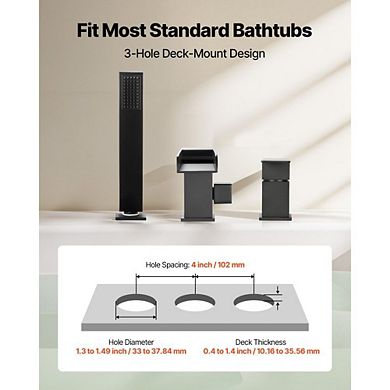 Matte Black Bathroom Tub Faucet with Drip-Free Valve and Waterfall Flow
