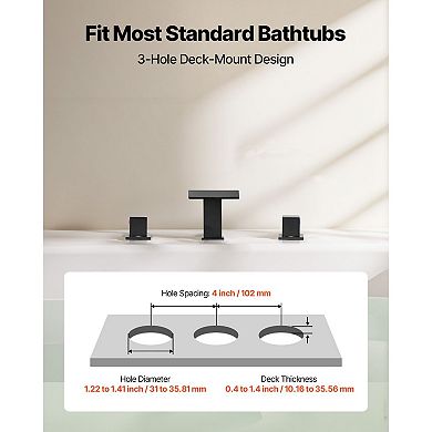 Matte Black Tub Faucet with Drip-Resistant Valve and Smooth Temperature Control