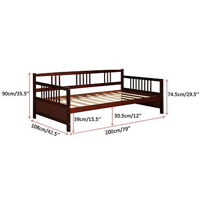 Gymax Wooden Slats Daybed Frame Support Platform W/Rails​