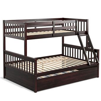 Gymax Bunk Bed with Trundle Convertible Platform Bed​